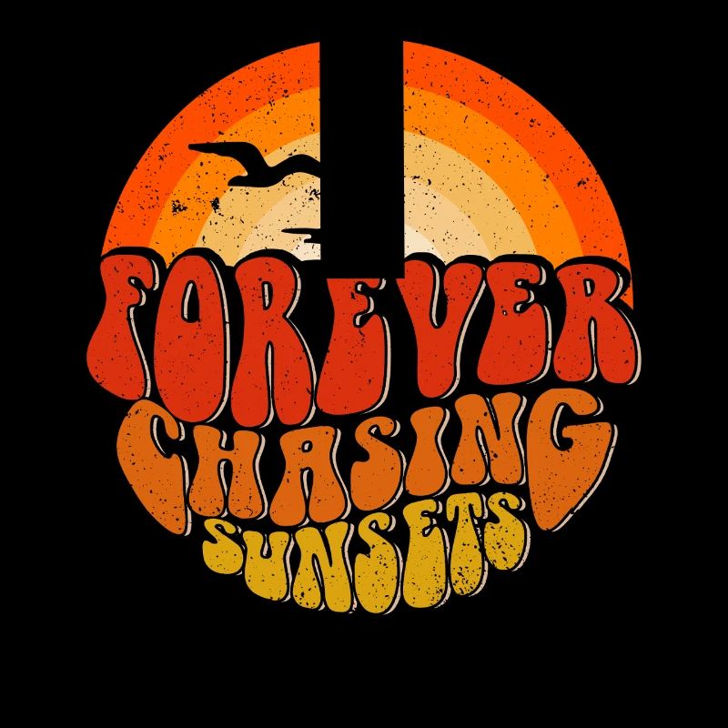 Forever Chasing Sunsets Retro Emblem