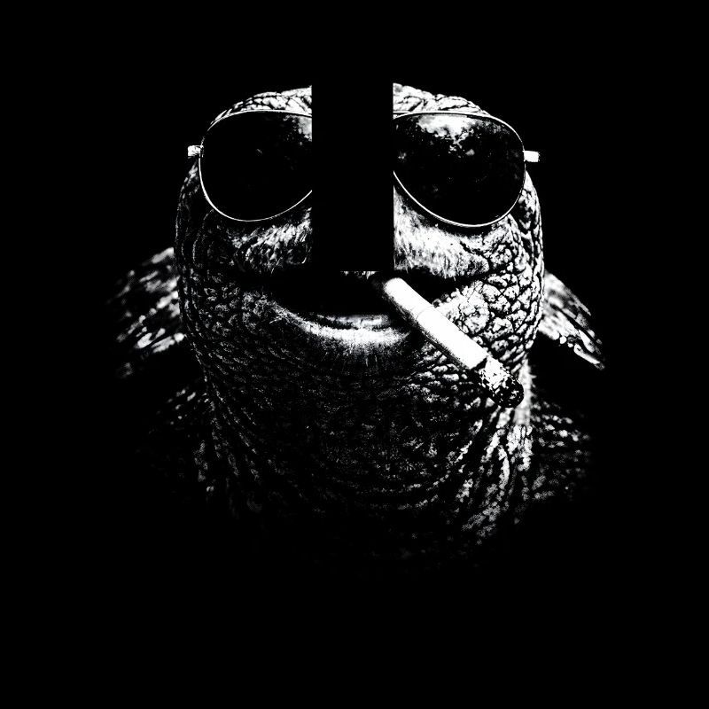 Schildkröte mit Sonnenbrille und Zigarette