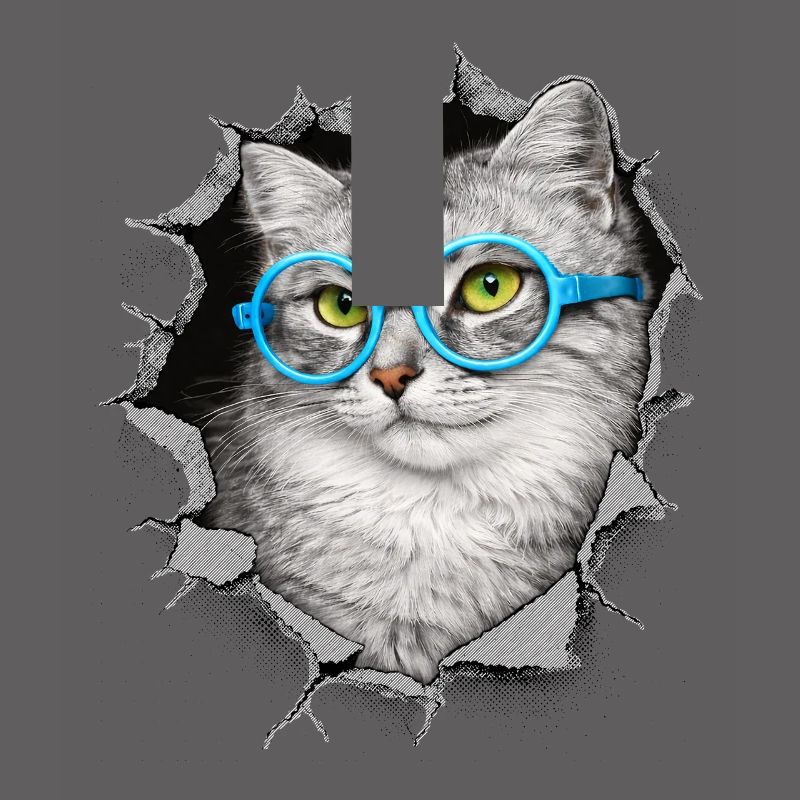 Chat mignon – Arts techniques mixtes Blue Glasses