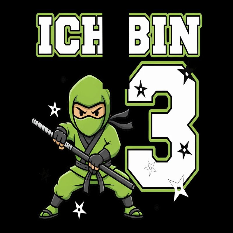 Ich bin 3 Ninja 3. Geburtstag Grüne Karate