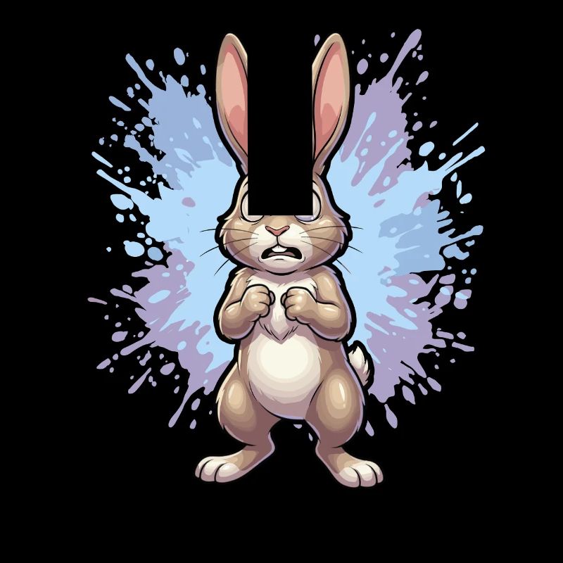 Distraught rabbit with paint splash