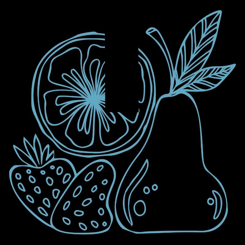 Fruit Lines Blue Sketch