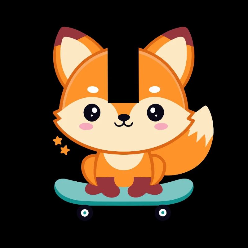 Fox on a cheerful skateboard