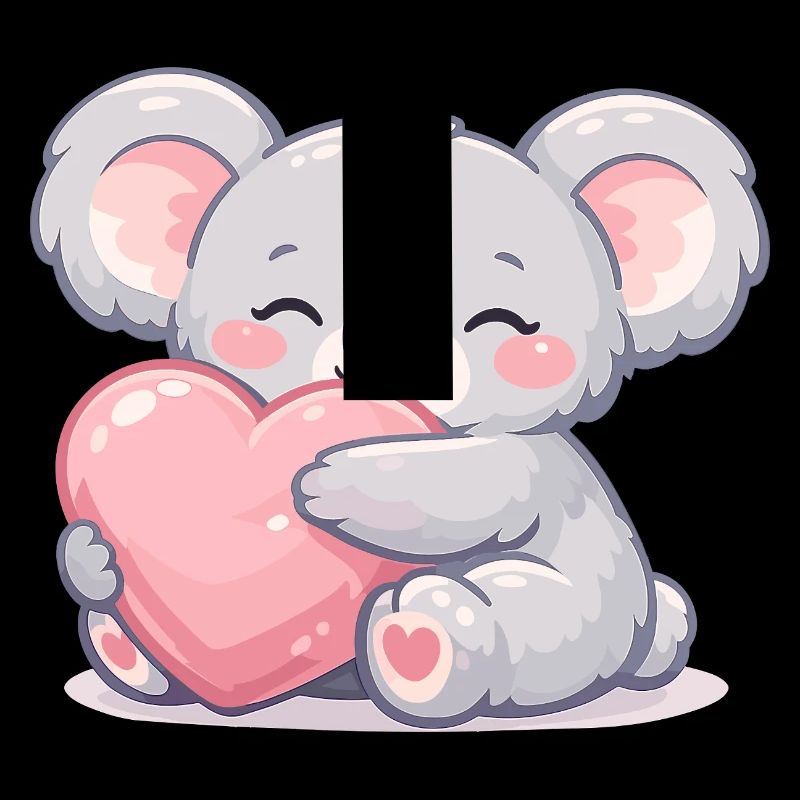 Kleiner Koala kuschelt Herz