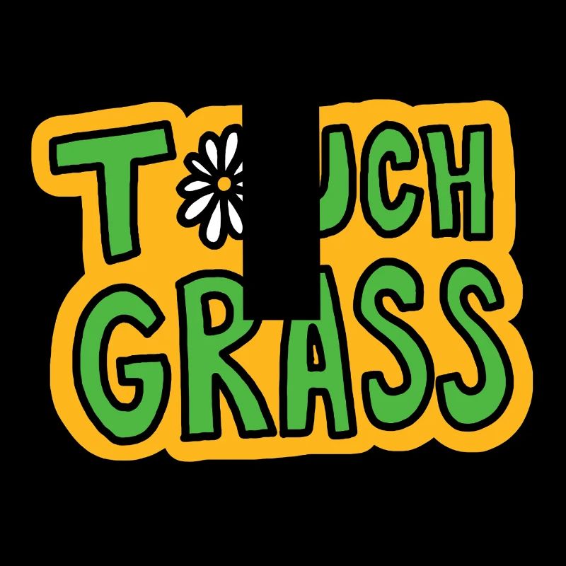 Retro "Touch Grass" Daisy Flower