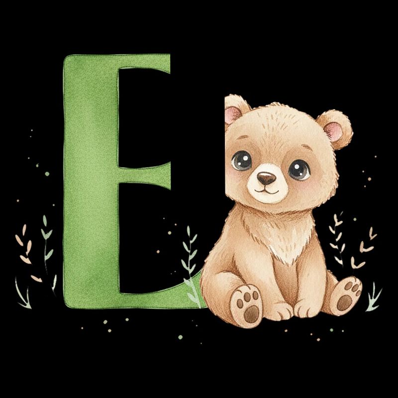 E with Teddy: Playful Letter E