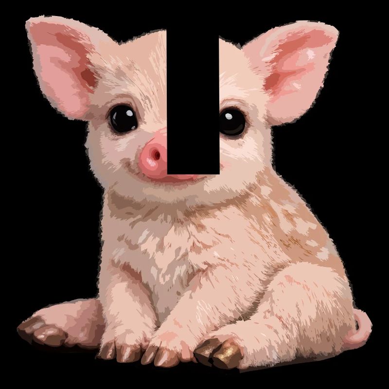 Piglet Cuddle Illustration