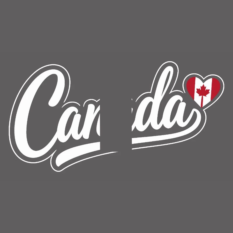 Canada Script with Maple Leaf Heart Fan Patriotic
