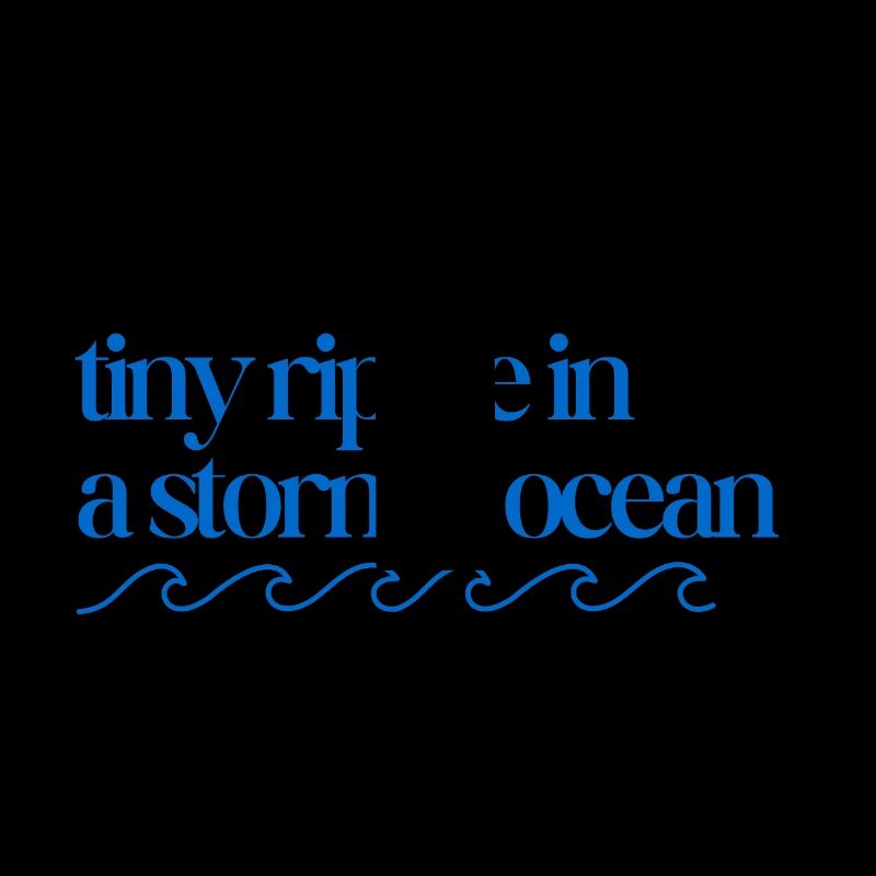 Tiny ripple in a stormy ocean with waves