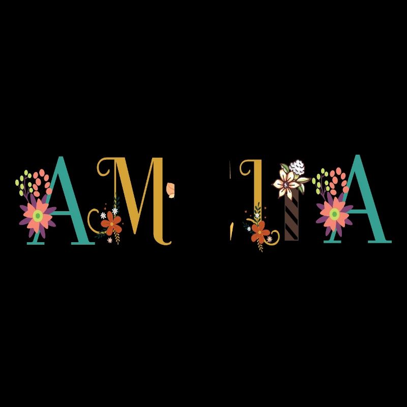 Art du nom AMELIA avec fleurs brodées