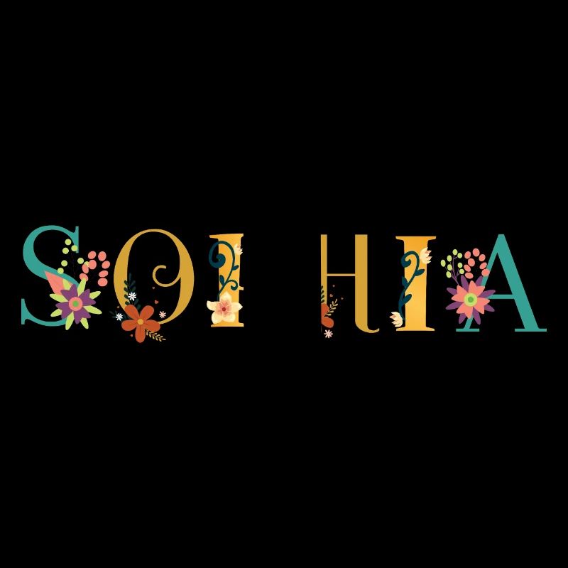 Art du prénom SOPHIA avec fleurs brodées