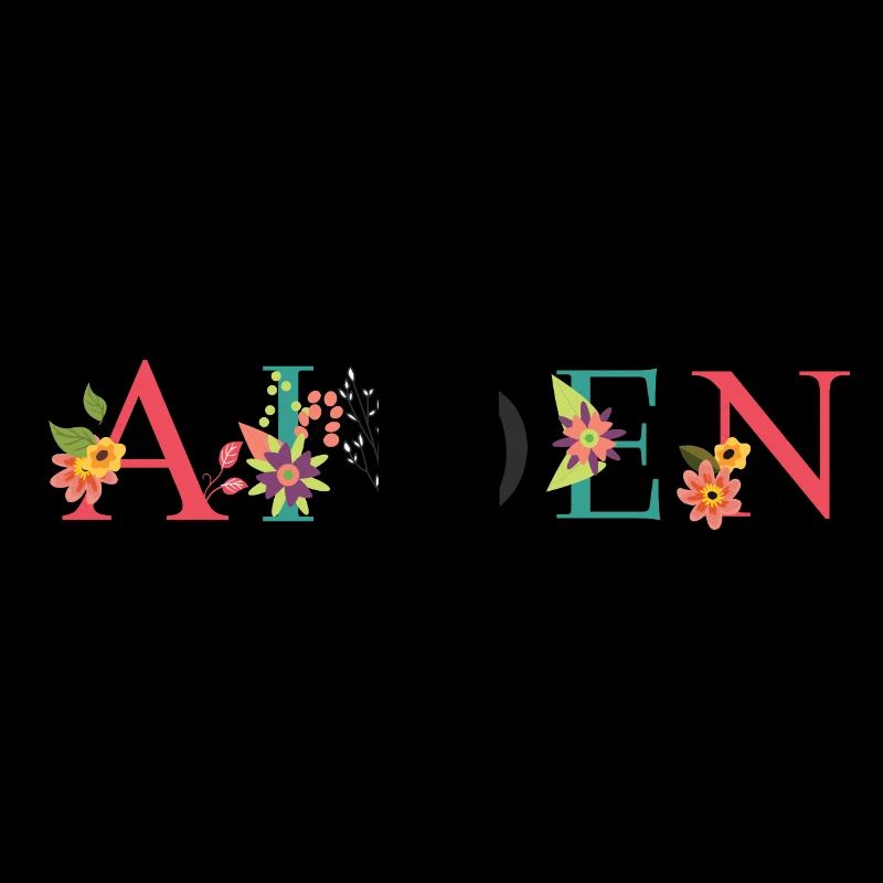 Art du nom AIDEN avec des fleurs brodées