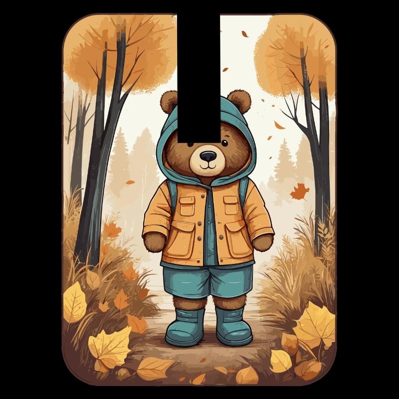 Cute bear with raincoat