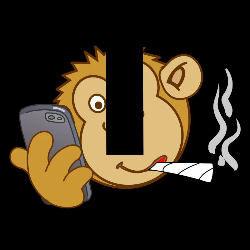 Monkey with phone and joint – modern addiction