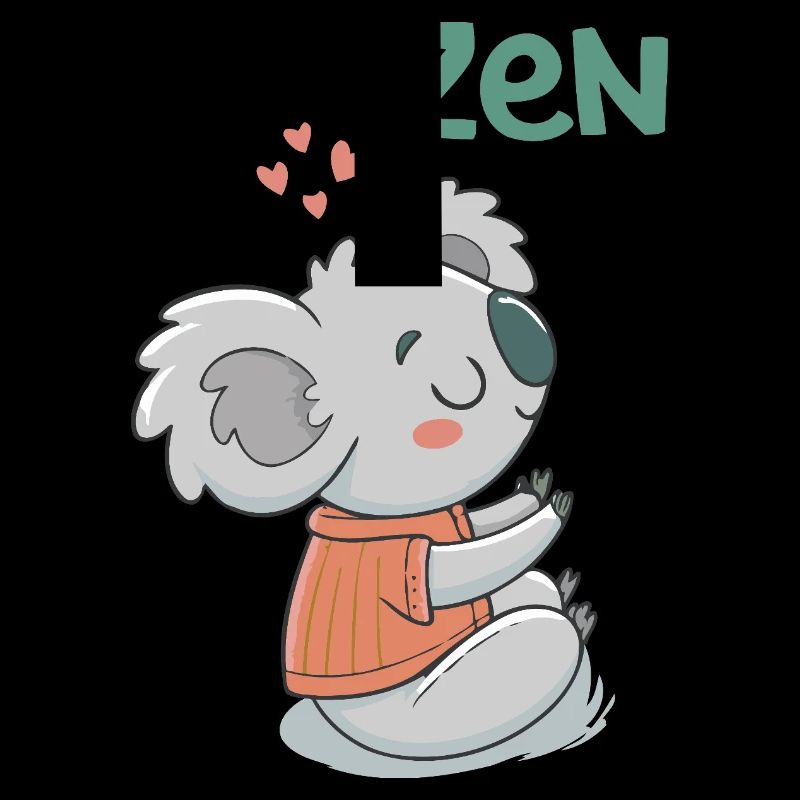 Koala Zen im orangefarbenen Pullover