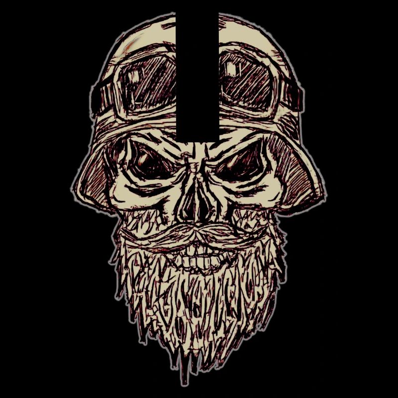 Skull with beard and helmet
