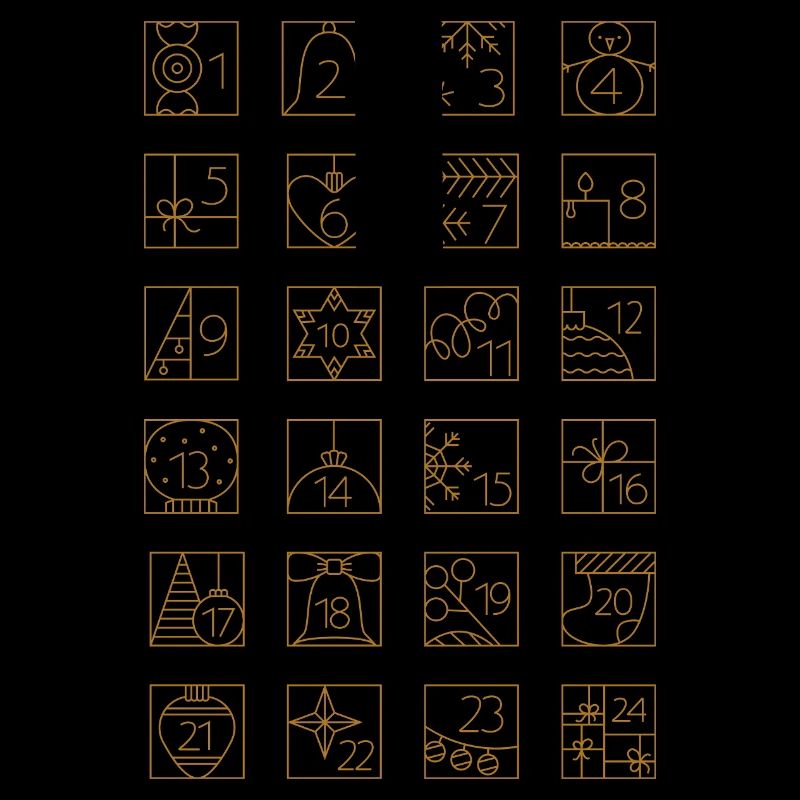 Advent Calendar Gold Checkered Geometric Pattern