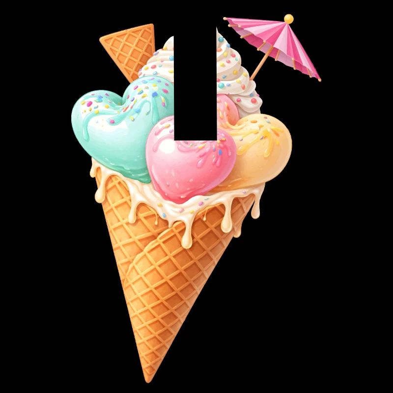 Herz Eis in Waffel Illustration 