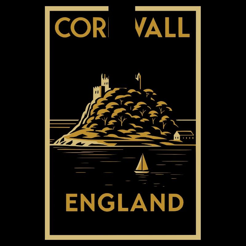 Cornwall, Angleterre – Affiche de voyage Art déco
