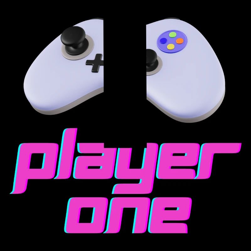 Neon Retro Controller Spieler Eins