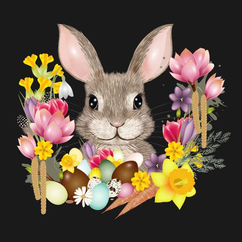 Easter Wreath & Easter Eggs with Rabbit as Easter Bunny