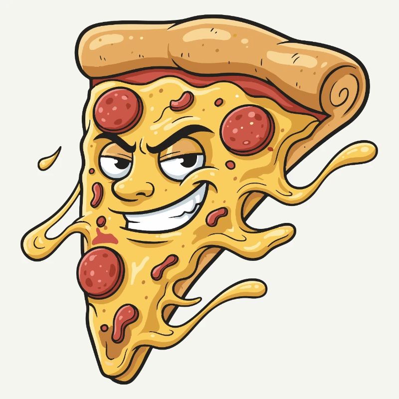 Pizza-Slice mit frechem Grinsen