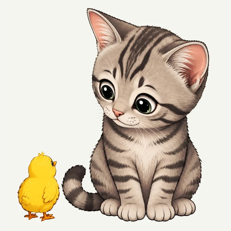 Kitten with chicks