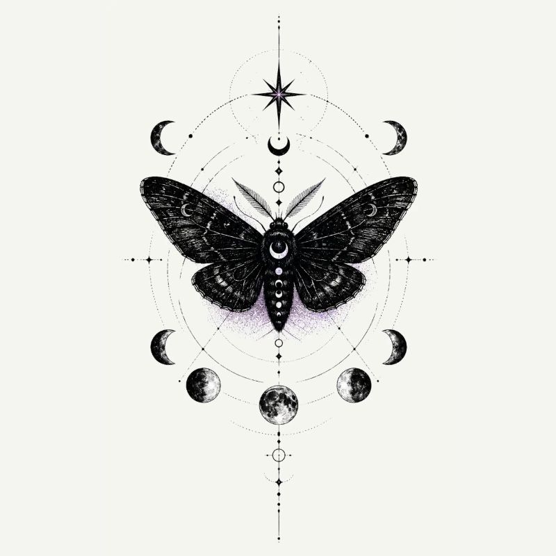 Moonlit Moth in Celestial Ring