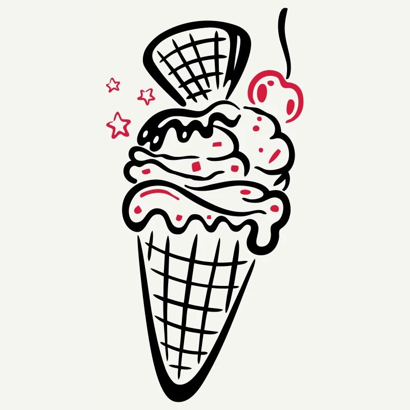 Eis, ice, Eiswaffel mit Kirsche