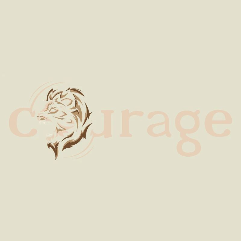 Courage Courage Lion Motivation Force Strength Logo