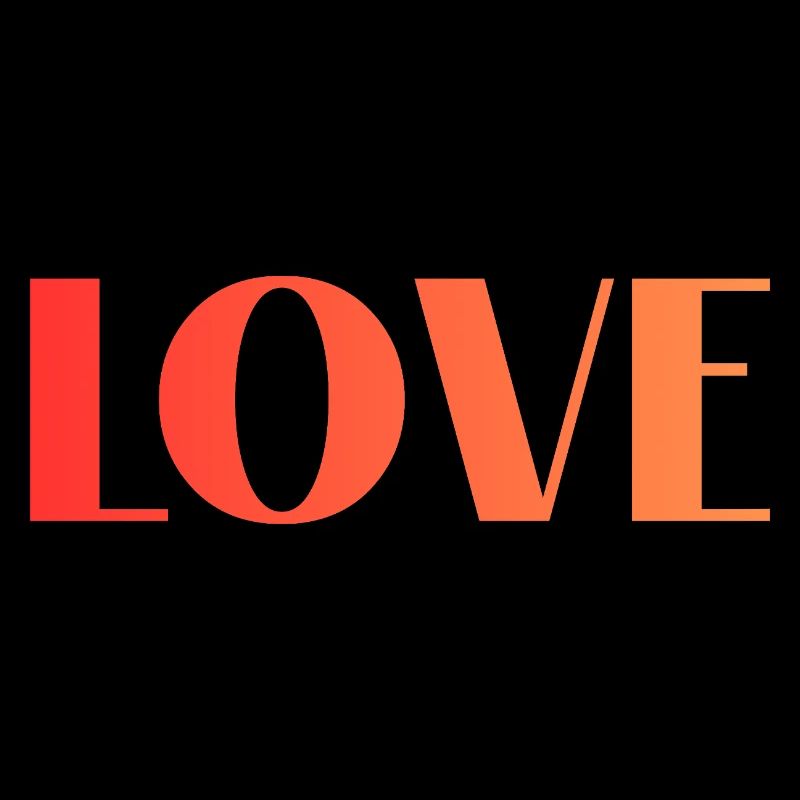 LOVE Font Gradient Typo in Red Orange