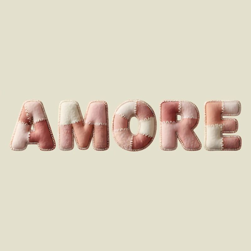 Cadeau patchwork en point peluche Amore