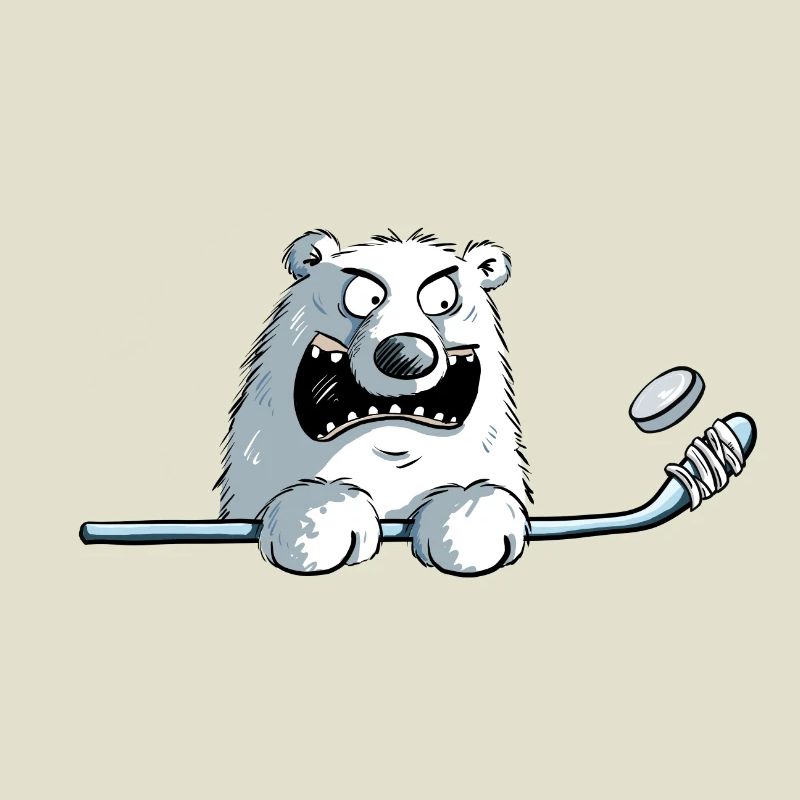 Cooler Eisbär Mit Eishockeyschläger I Eishockey