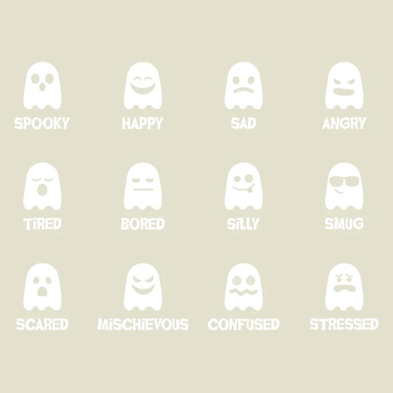 Ghost faces with varying moods
