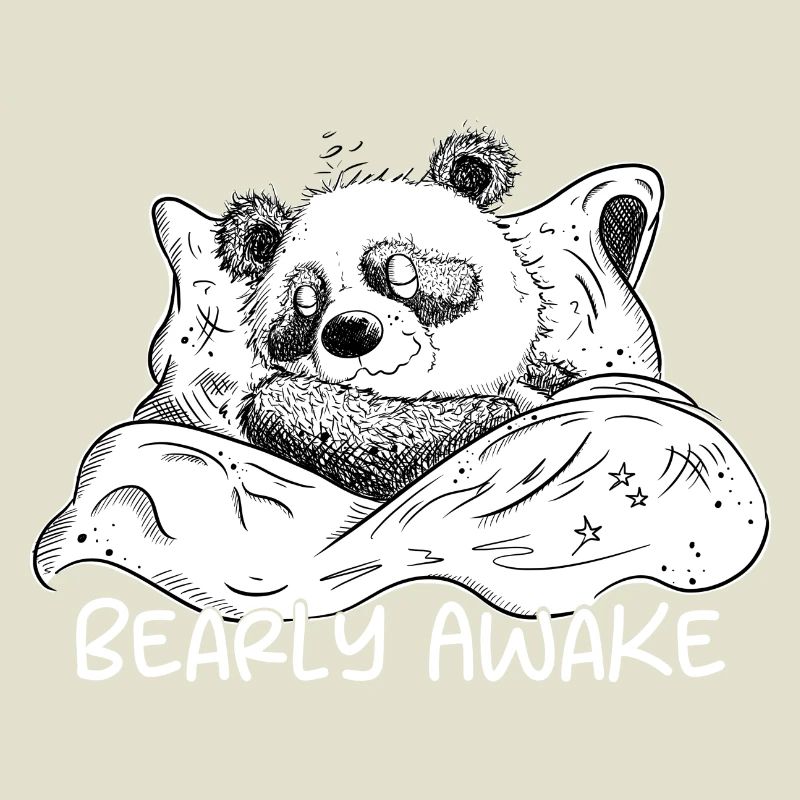Panda Bär Schläft Mit Spruch Bearly Awake