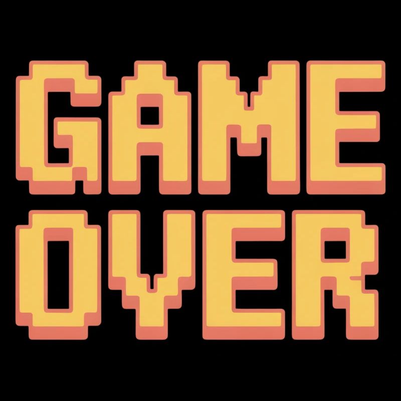Game Over Retro Gamer Pixel Arcade Humour
