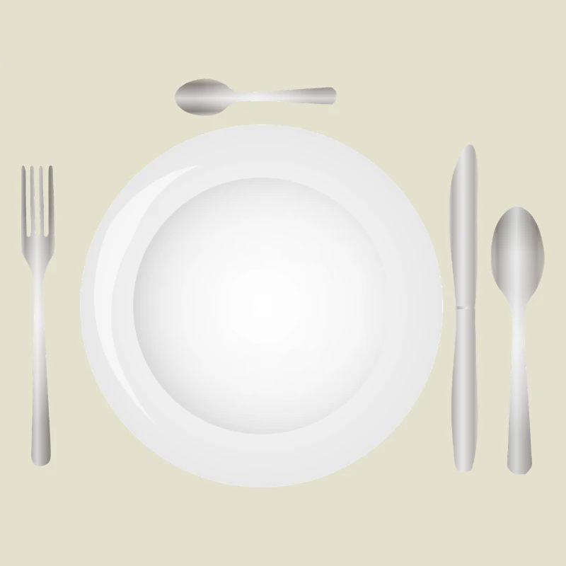 Table setting with empty plate & cutlery