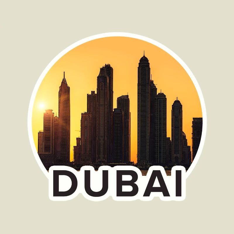 Coucher de soleil de la Skyline de Dubaï