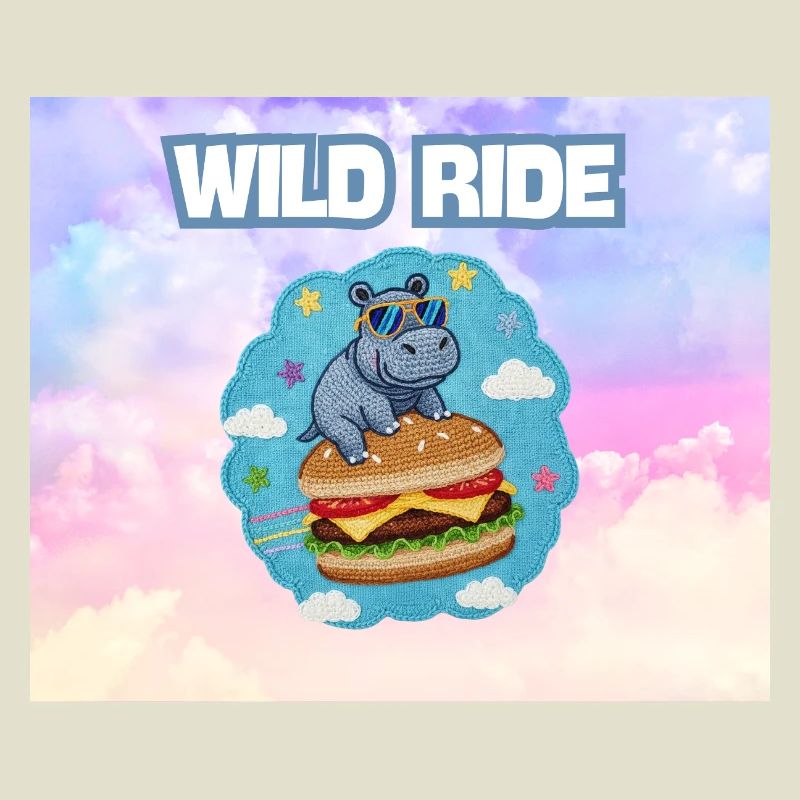 Wild Ride Hippo Burger Patch