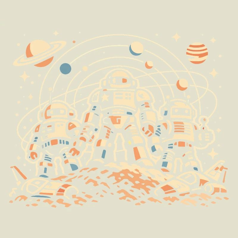 Astronautes sur lune orbitale