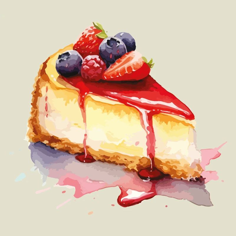 Gâteau au fromage Aquarelle Fruit Graphique