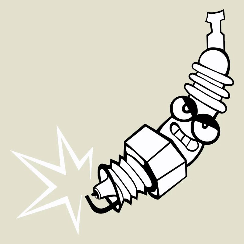 Spark plug comic with face