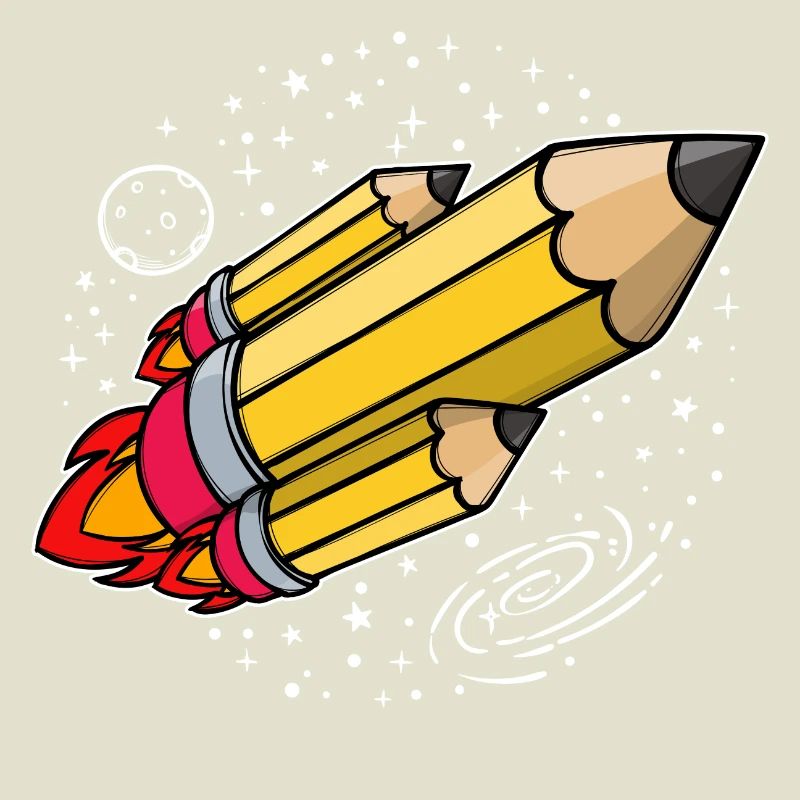 École début d’école crayon fusée lancement de l’école
