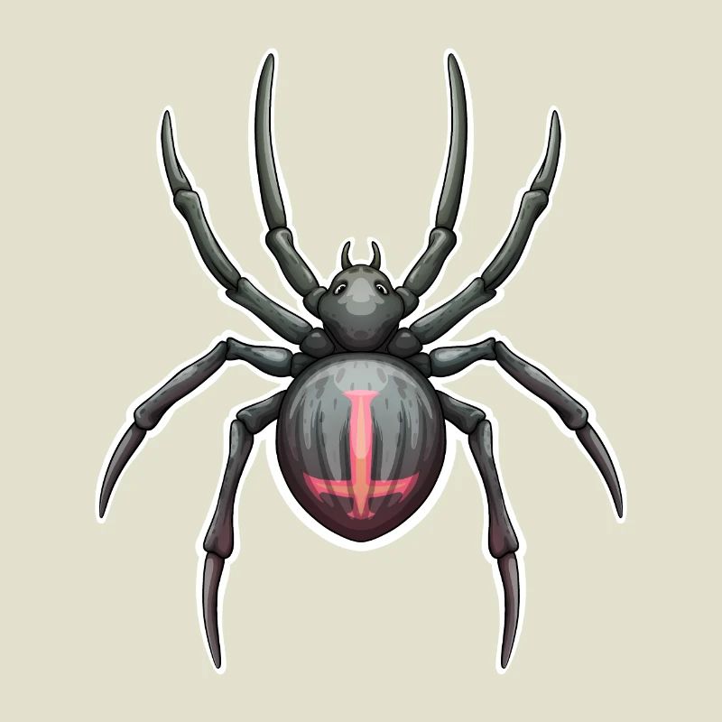 Dunkle Spinne mit rosa Markierungen
