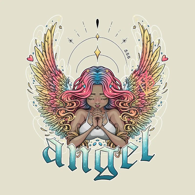 Ange céleste aux ailes multicolores
