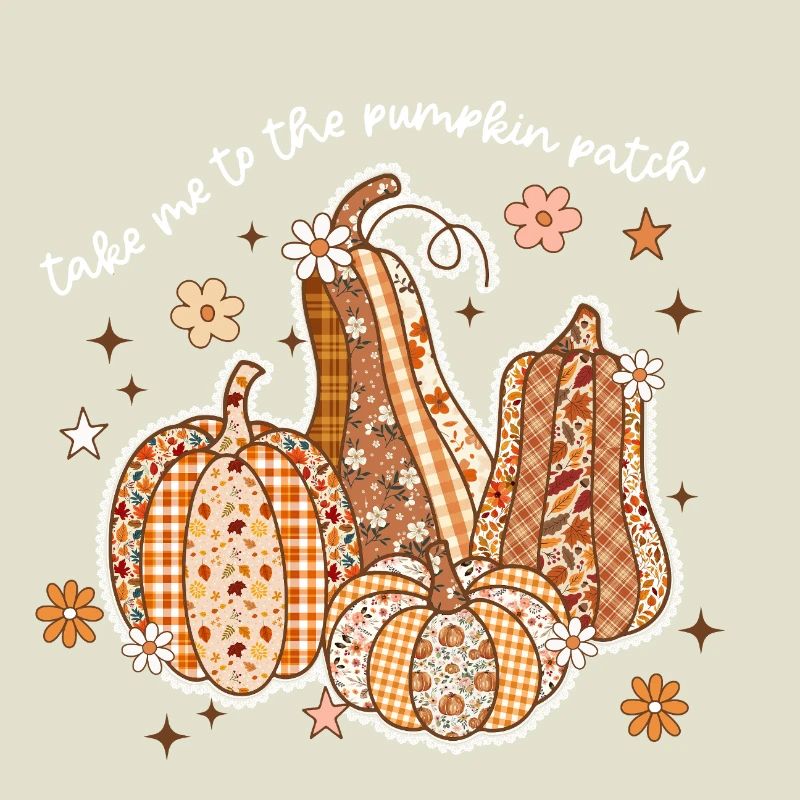 Patchwork Pumpkins Autumn Motif