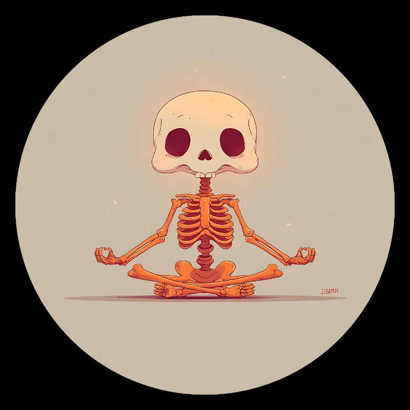Skeleton Meditation Pose in Orange