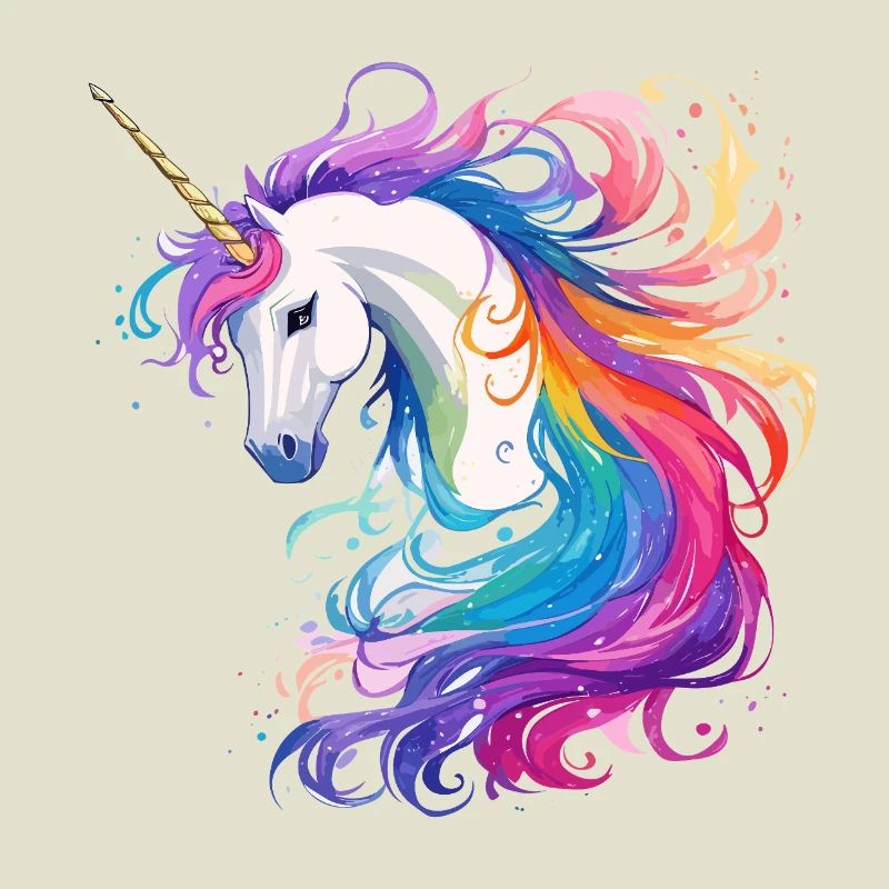 Regenbogen-Einhorn Kopf Portrait