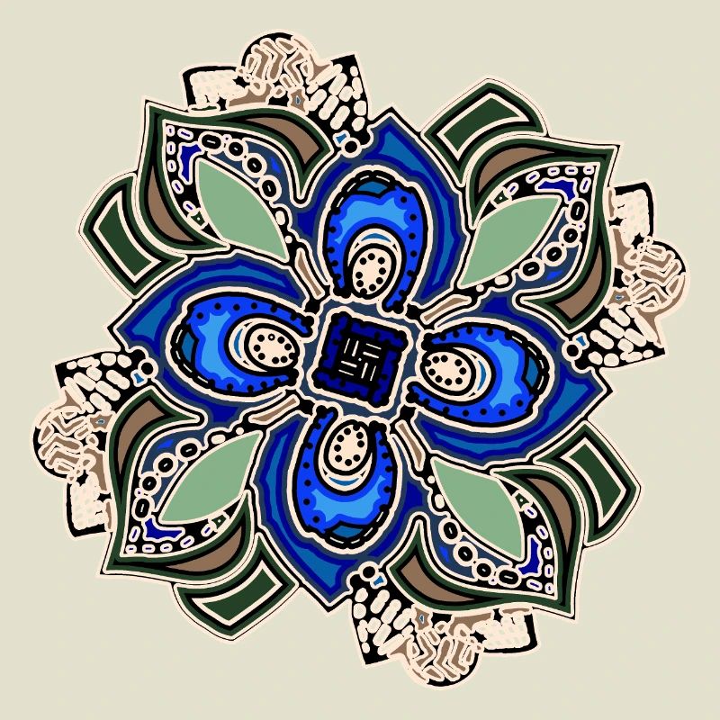 Teal Extravagant Mandala Flower