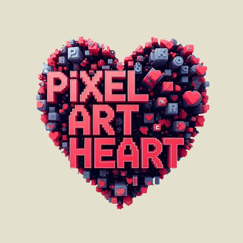 Collage de cœurs en pixel art